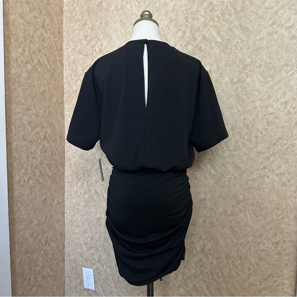 NWT Abercrombie & Fitch Black Ruched Knit Mini Dress - Picture 3 of 11